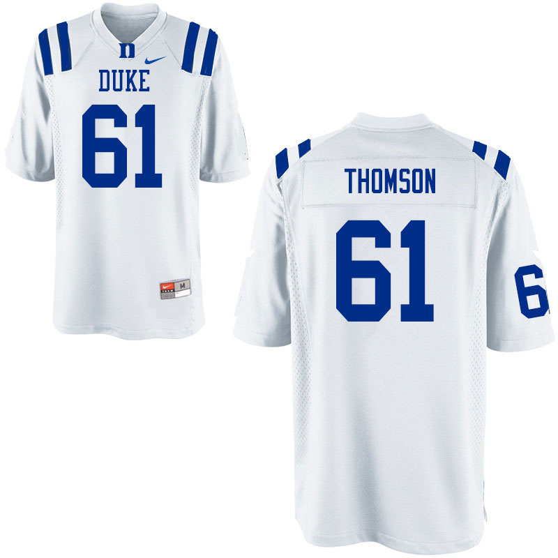 Youth #61 Zach Thomson Duke Blue Devils College Football Jerseys Sale-White - Click Image to Close